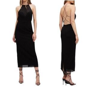 Bardot Chameleon Lace Halter Midi Dress In Black Size Medium NWOT $119 MSRP